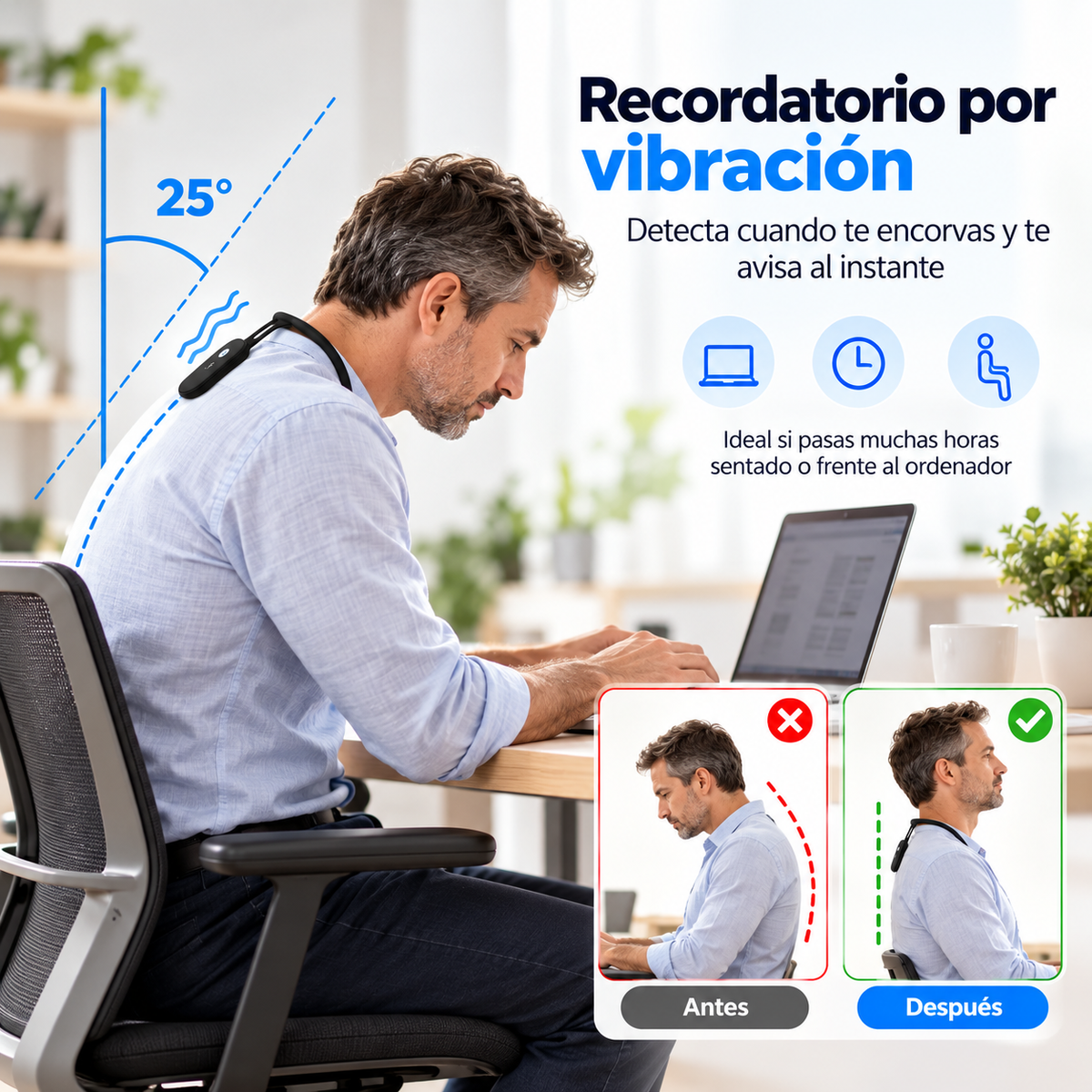 PosturaSense™ Corrector electrónico de postura para el cuello